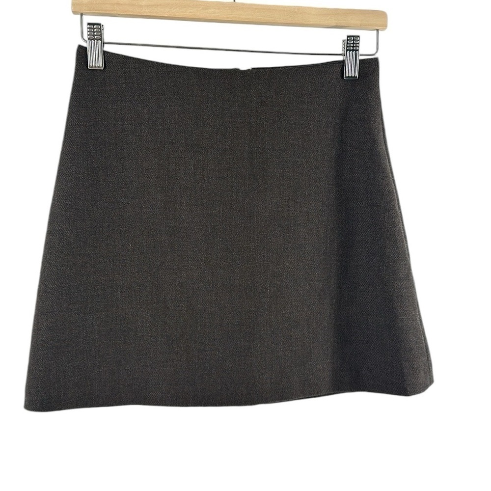 Aritzia Wilfred Classic Mini Skirt in Brown textured twill Academia fall sz 4